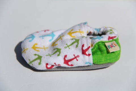 Flannel Multi Color Anchors Soft Sole Baby Shoes