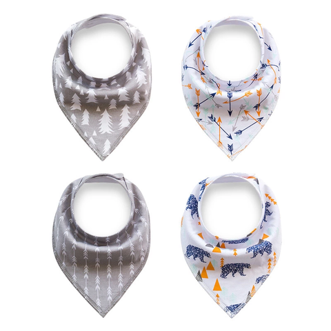 Baby Bandana Bib Set, 4 Pack- Bears and Arrows