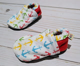 Red Anchor Flannel Soft Sole Baby Shoes