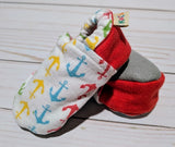 Red Anchor Flannel Soft Sole Baby Shoes