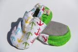 Flannel Multi Color Anchors Soft Sole Baby Shoes