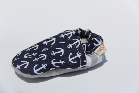 Navy Blue Anchors Soft Sole Baby Shoes