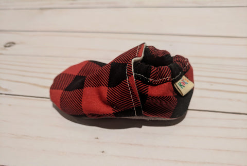 Flannel Buffalo Plaid Soft Sole Baby Shoes